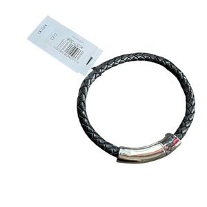 Express Black Braided Bracelet with Silver Accent